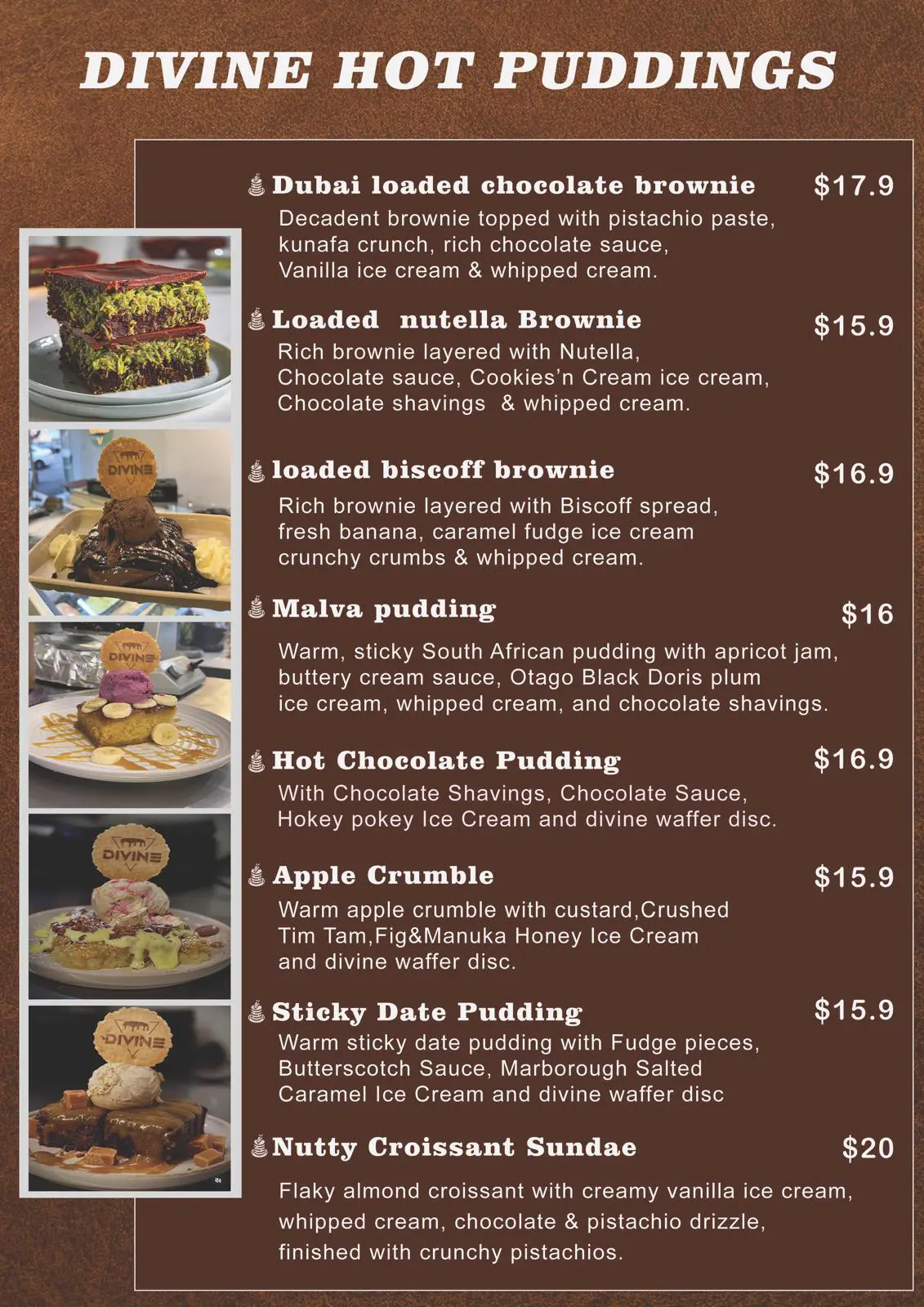 Divine Dessert Menu